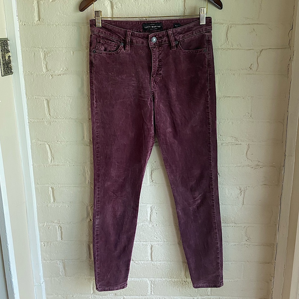 Lucky Brand size 4 / 27 corduroy wine purple colored vintage look jeans